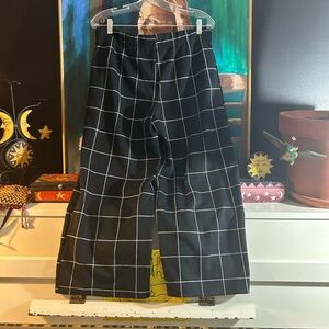 Jules & Leopold Black Grid Cropped Wide Leg Pants Large